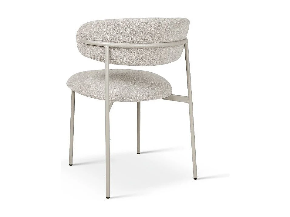 Lot de 2 chaises avec dossier Diana - Tissu bouclé et métal - Beige