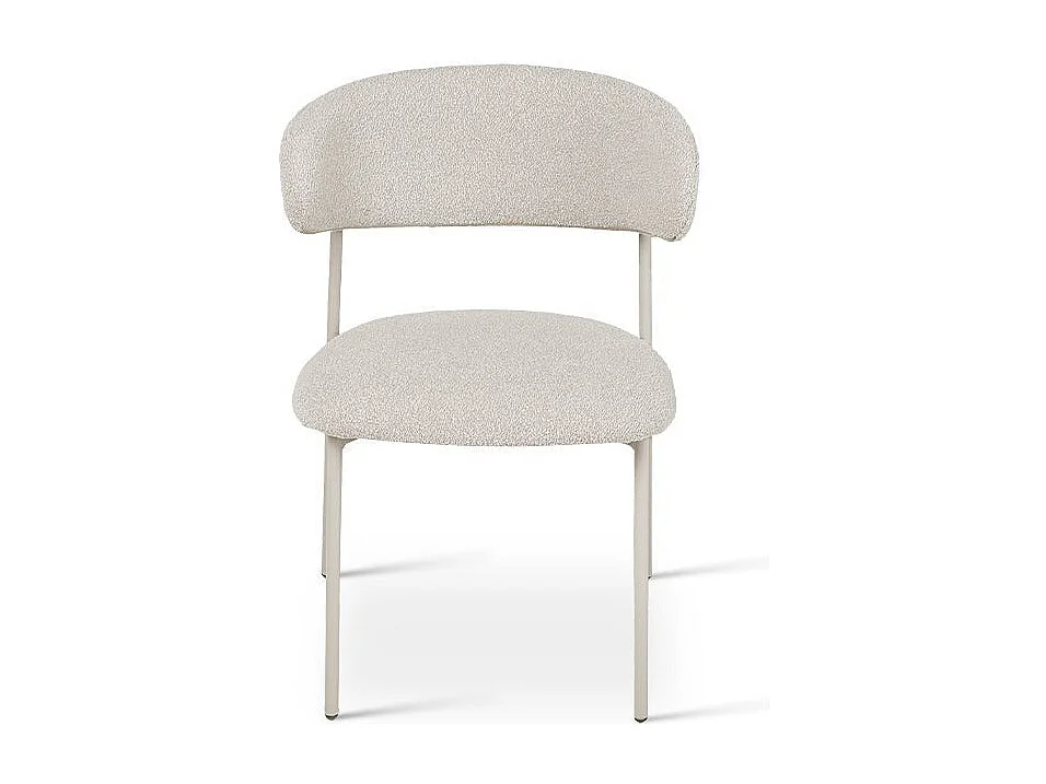 Lot de 2 chaises avec dossier Diana - Tissu bouclé et métal - Beige