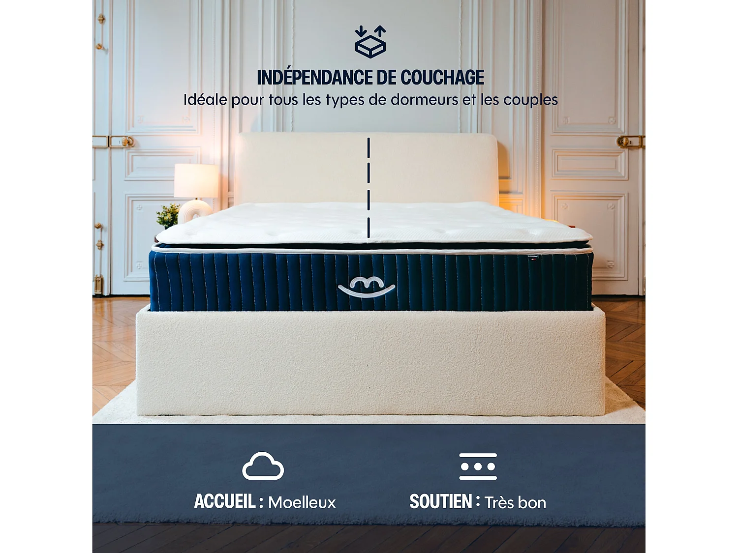 Matelas luxe hybride mémoire de forme 140x190 épais 30cm