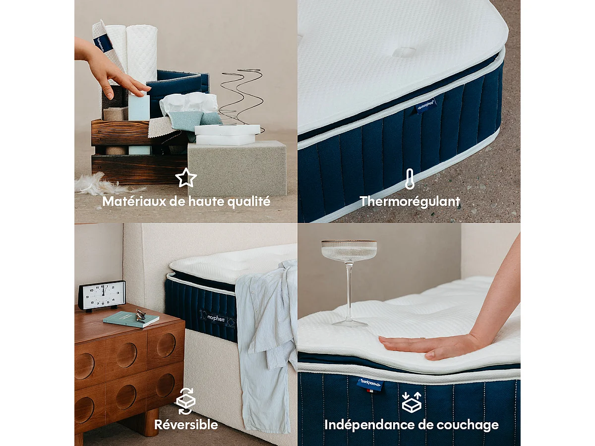 Matelas luxe hybride mémoire de forme 200x200 épais 30cm