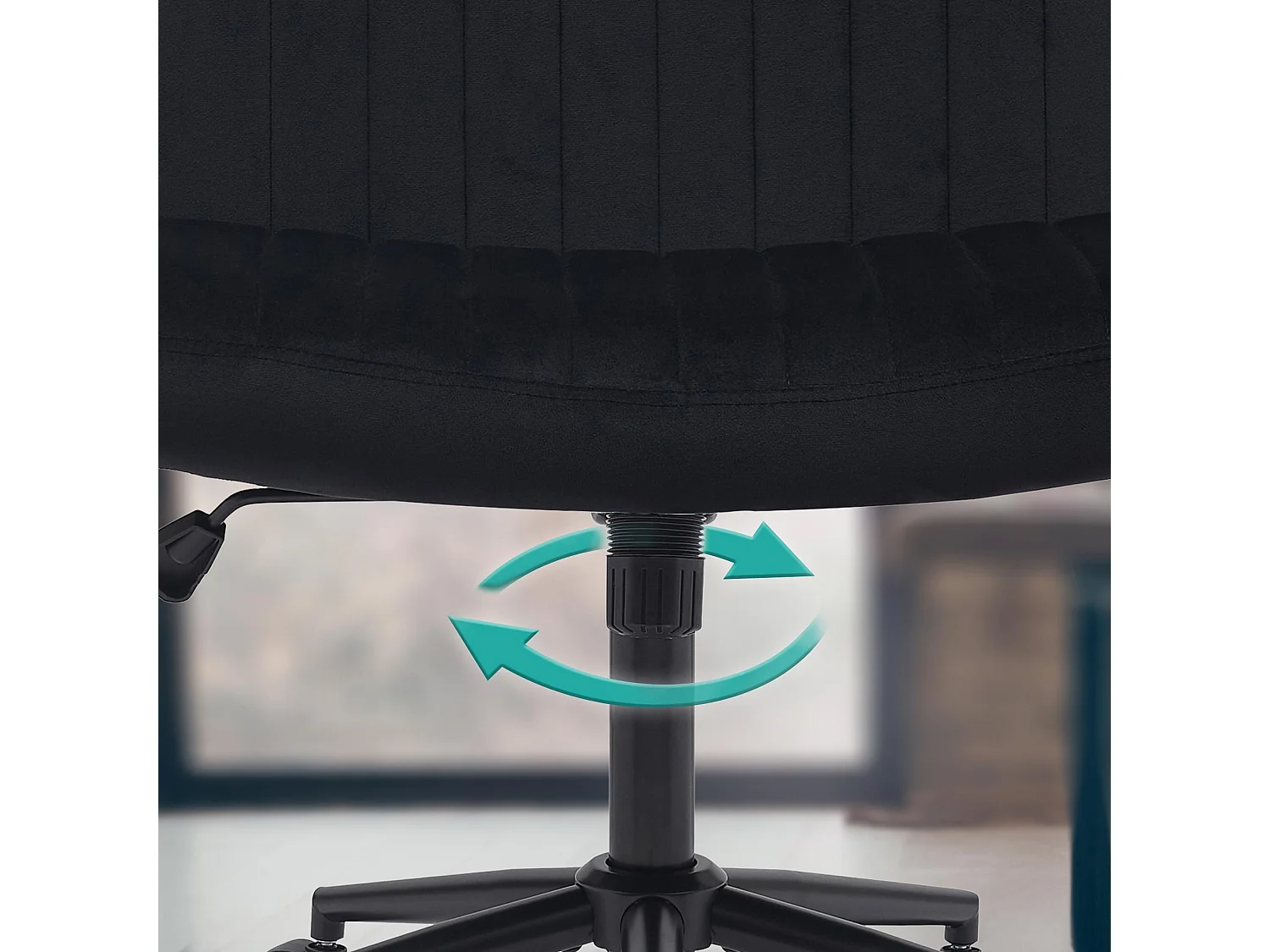 Chaise de bureau - Velours - Noir - Kingman