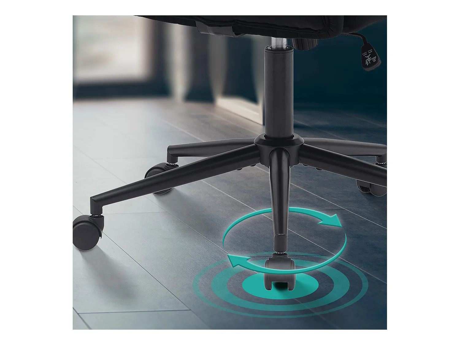 Chaise de bureau - Velours - Noir - Kingman