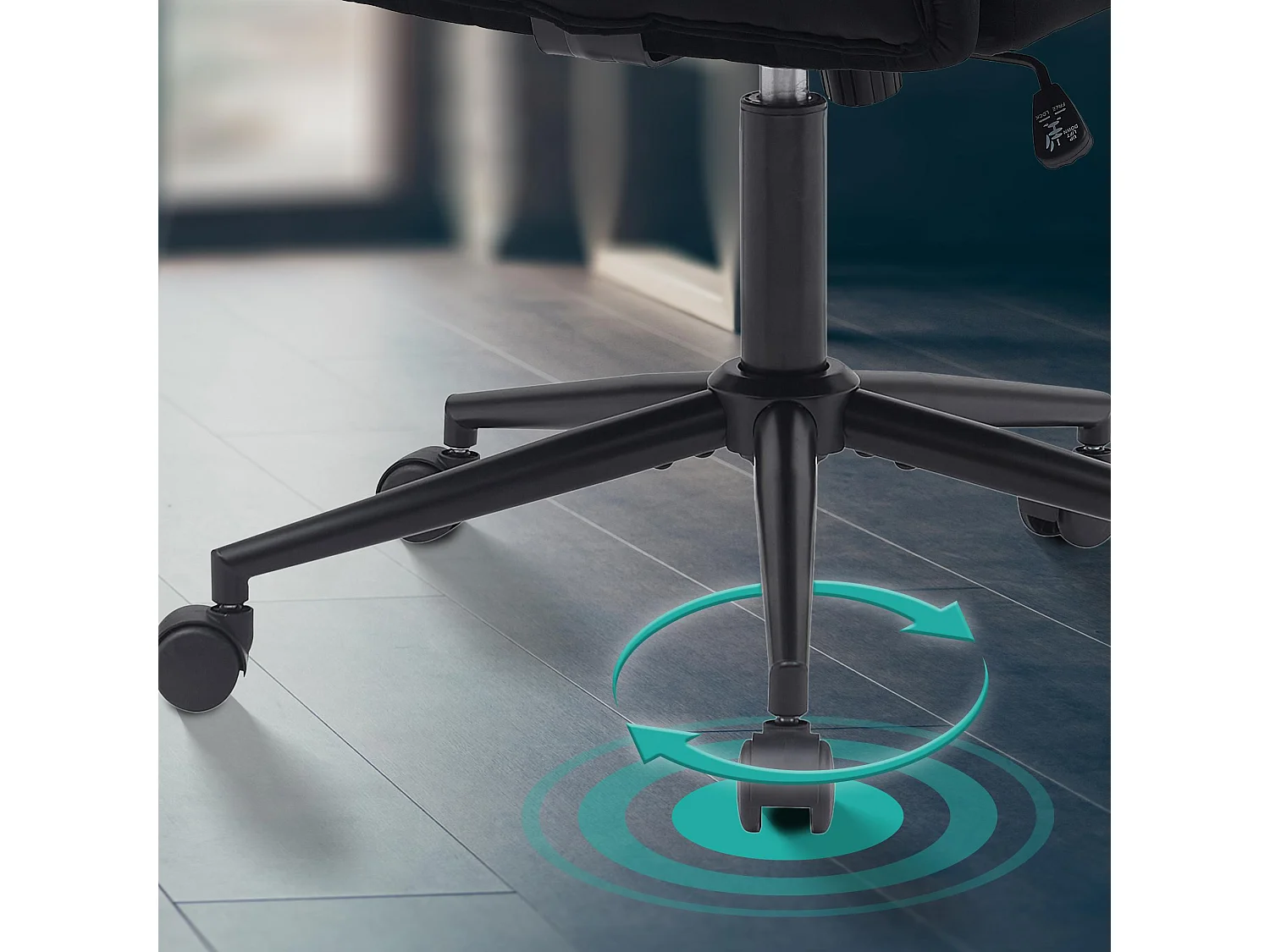 Chaise de bureau - Velours - Noir - Kingman