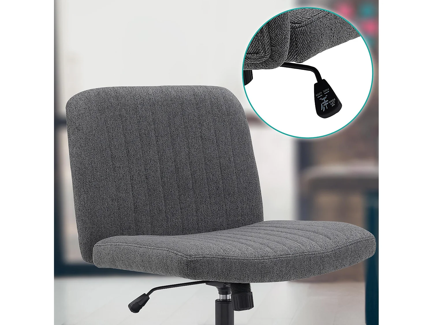 Chaise de bureau - Tissu - Gris foncé - Kingman