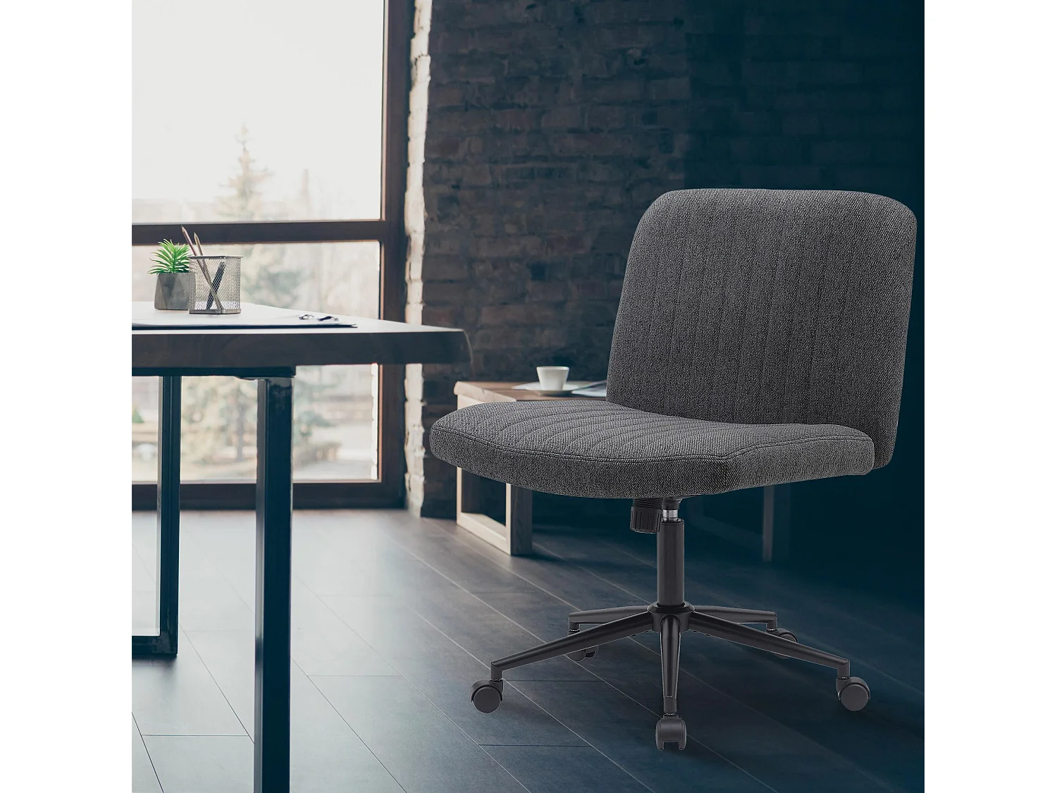 Chaise de bureau - Tissu - Gris foncé - Kingman