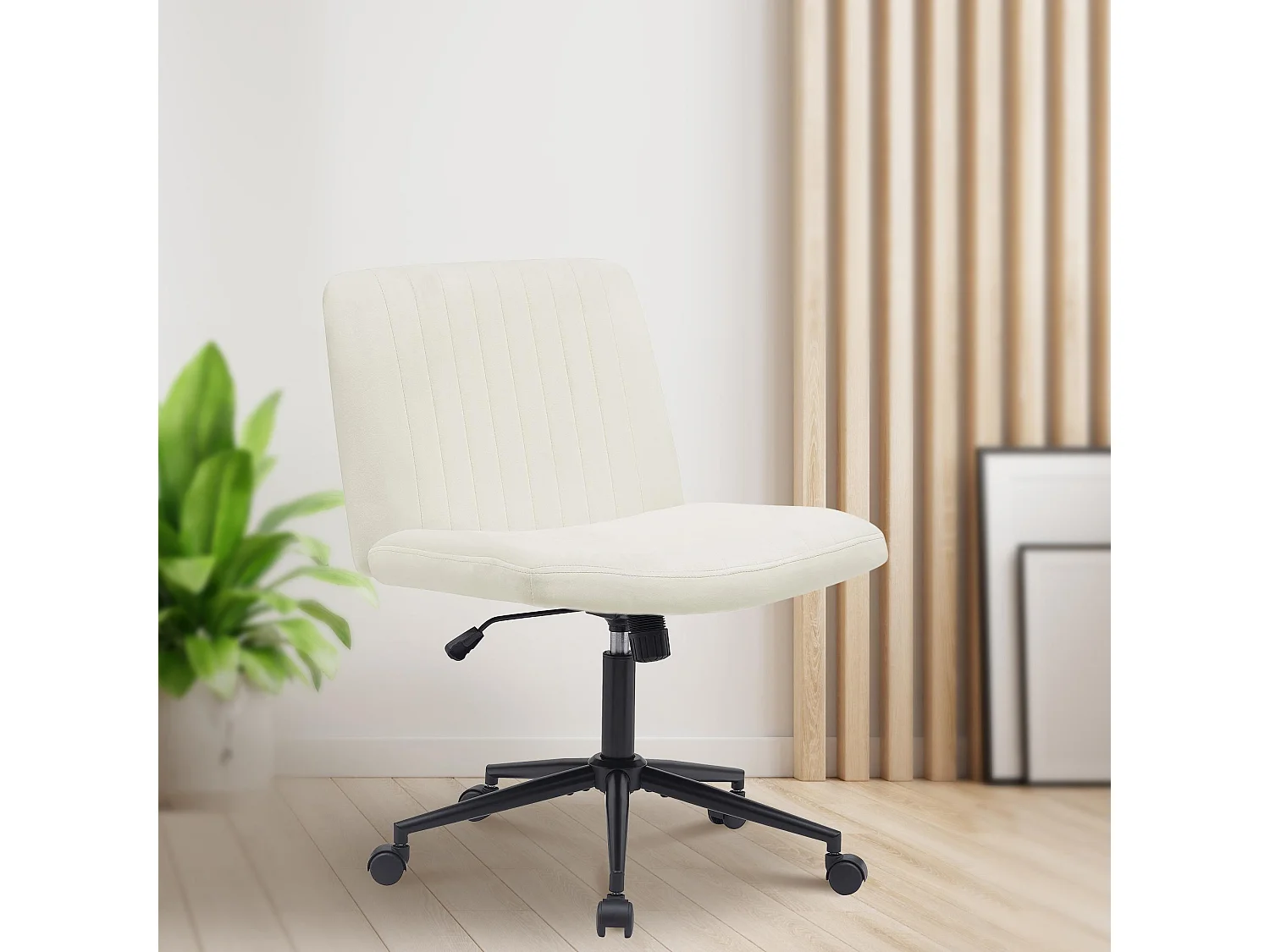 Chaise de bureau - Velours - Crème - Kingman