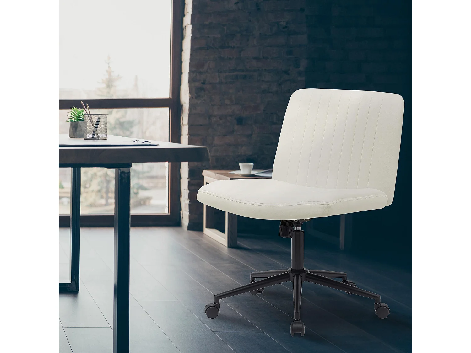 Chaise de bureau - Velours - Crème - Kingman