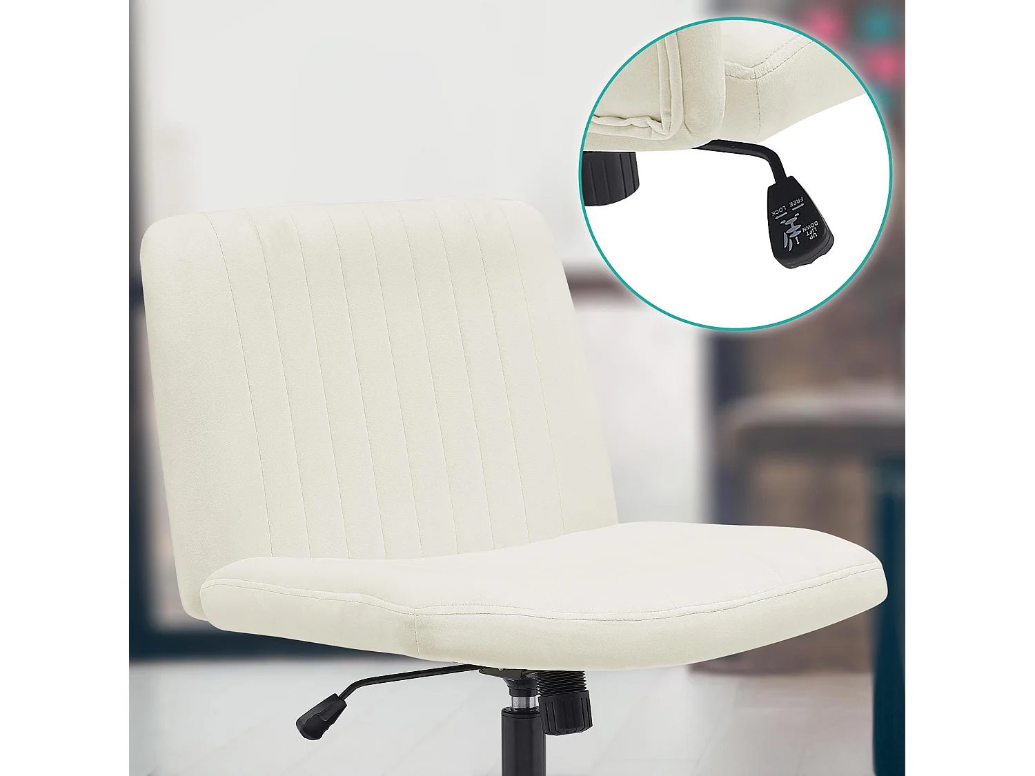 Chaise de bureau - Velours - Crème - Kingman