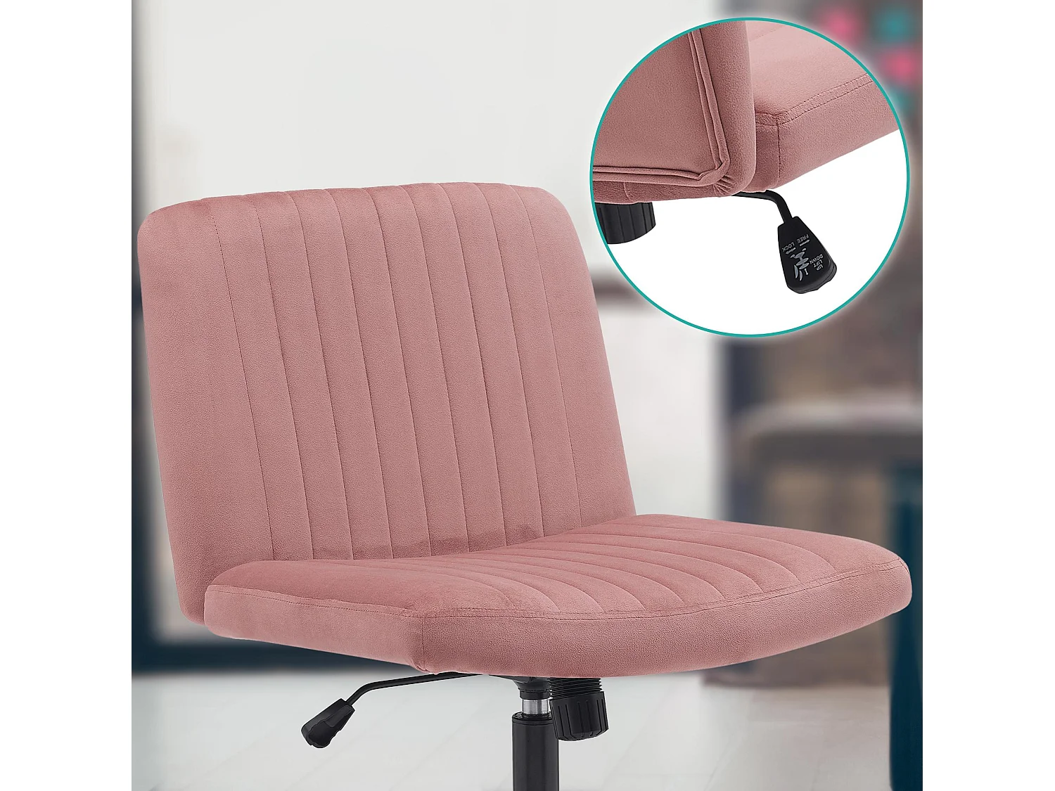 Chaise de bureau - Velours - Rose - Kingman