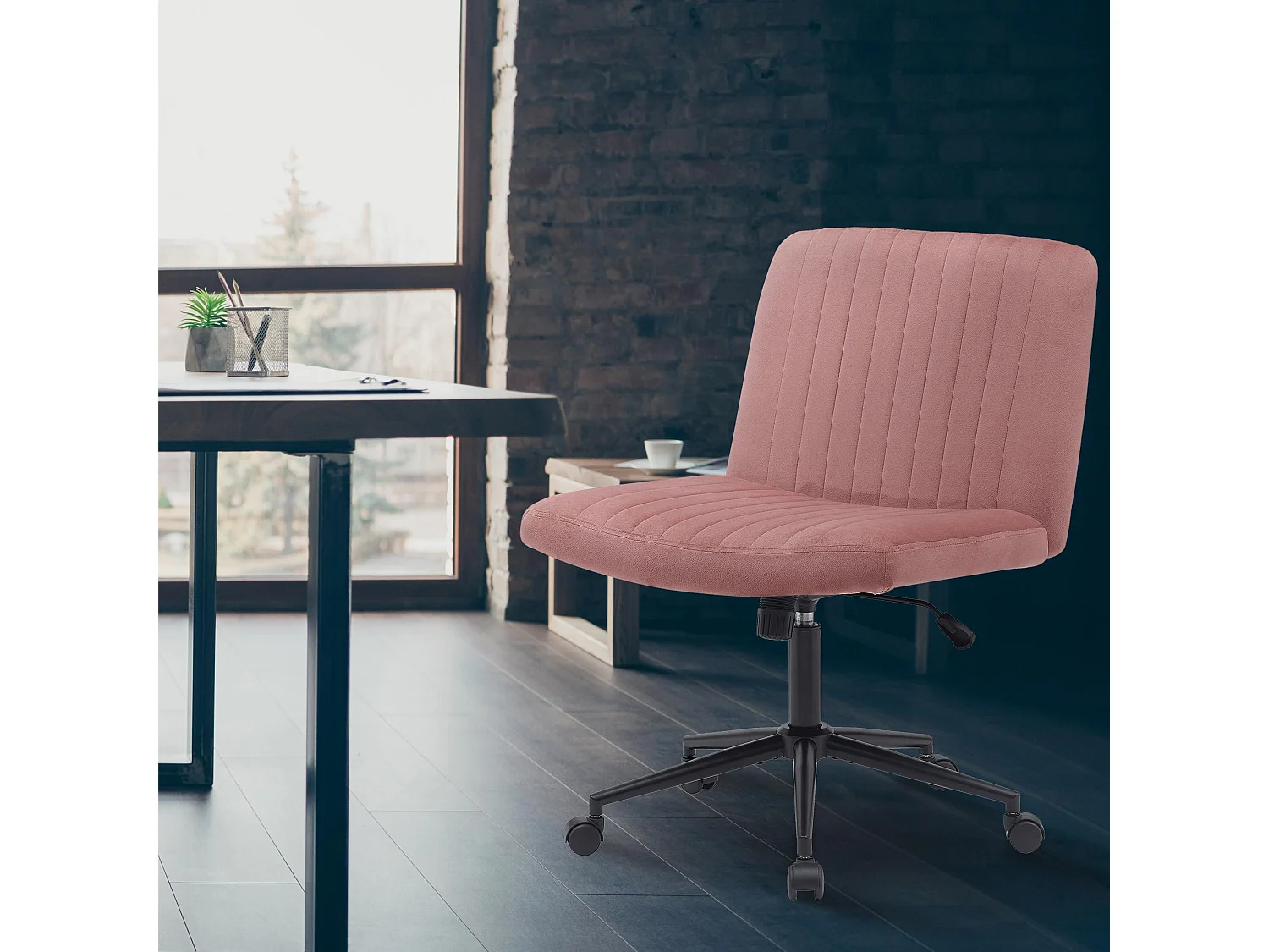 Chaise de bureau - Velours - Rose - Kingman