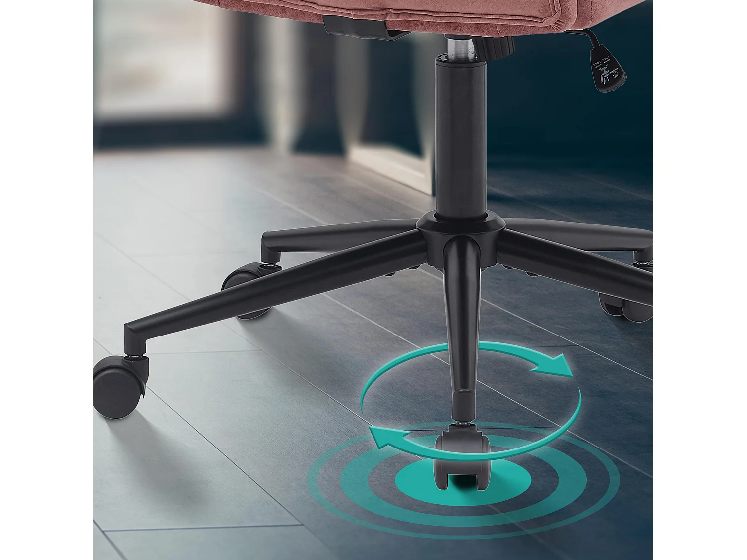 Chaise de bureau - Velours - Rose - Kingman