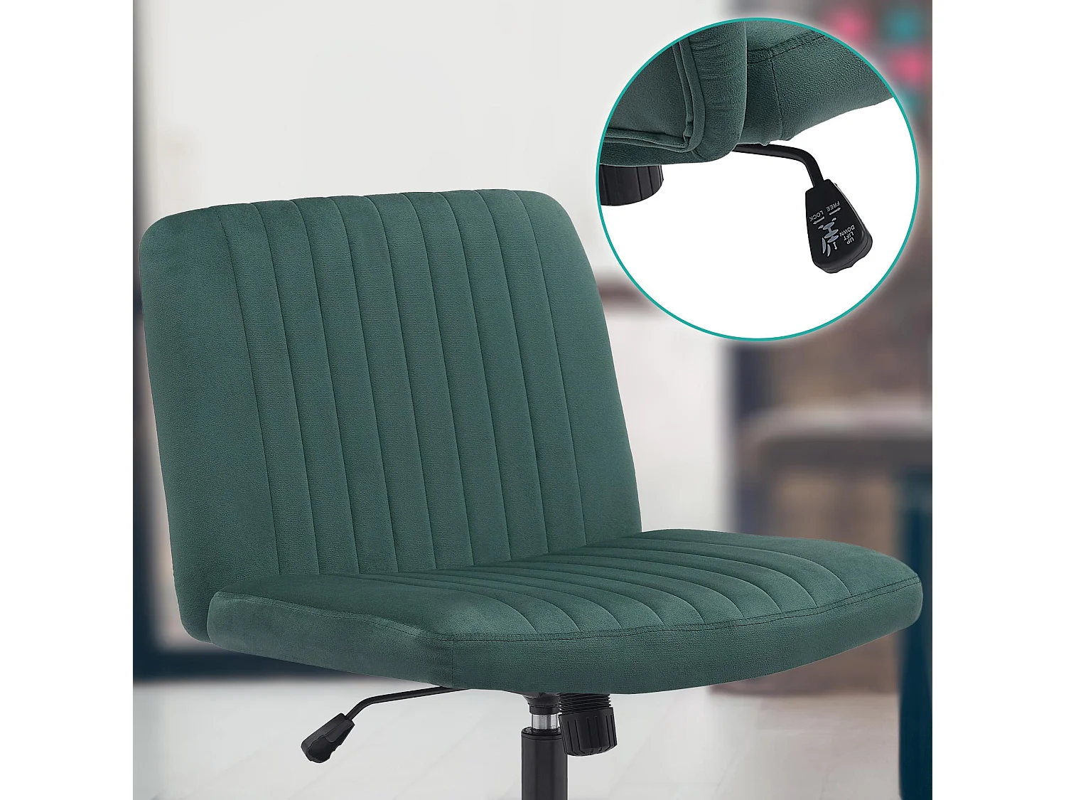 Chaise de bureau - Velours - Vert - Kingman