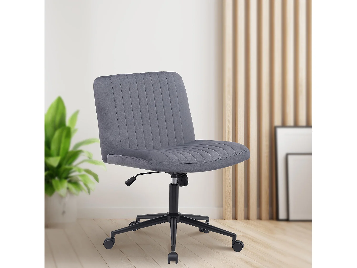 Chaise de bureau - Velours - Gris foncé - Kingman