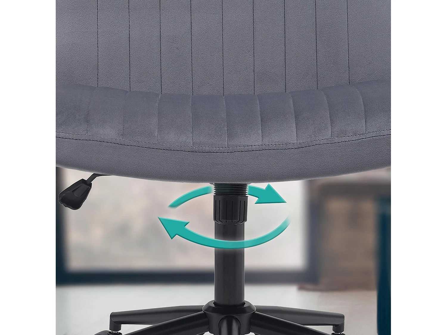 Chaise de bureau - Velours - Gris foncé - Kingman