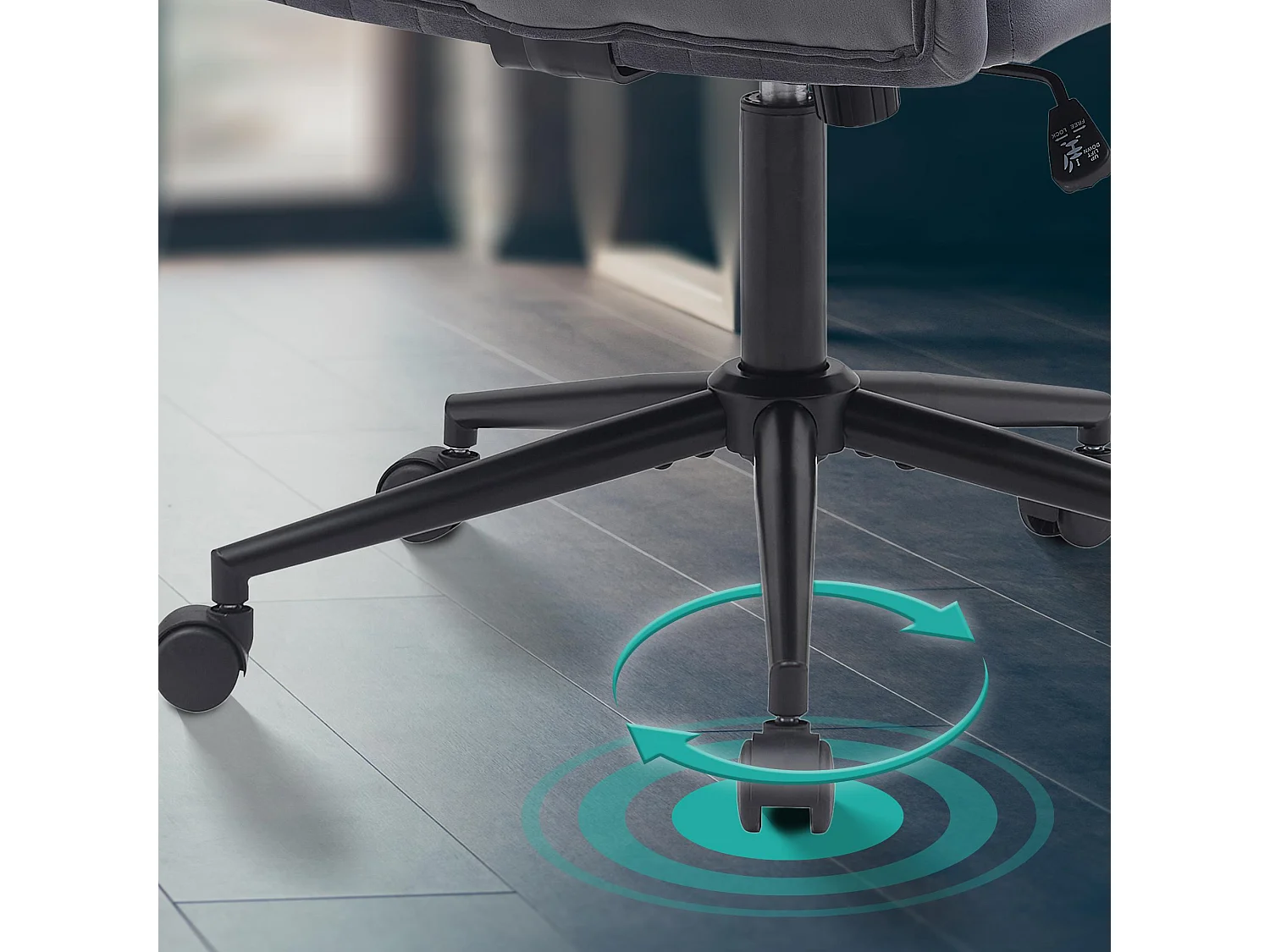 Chaise de bureau - Velours - Gris foncé - Kingman