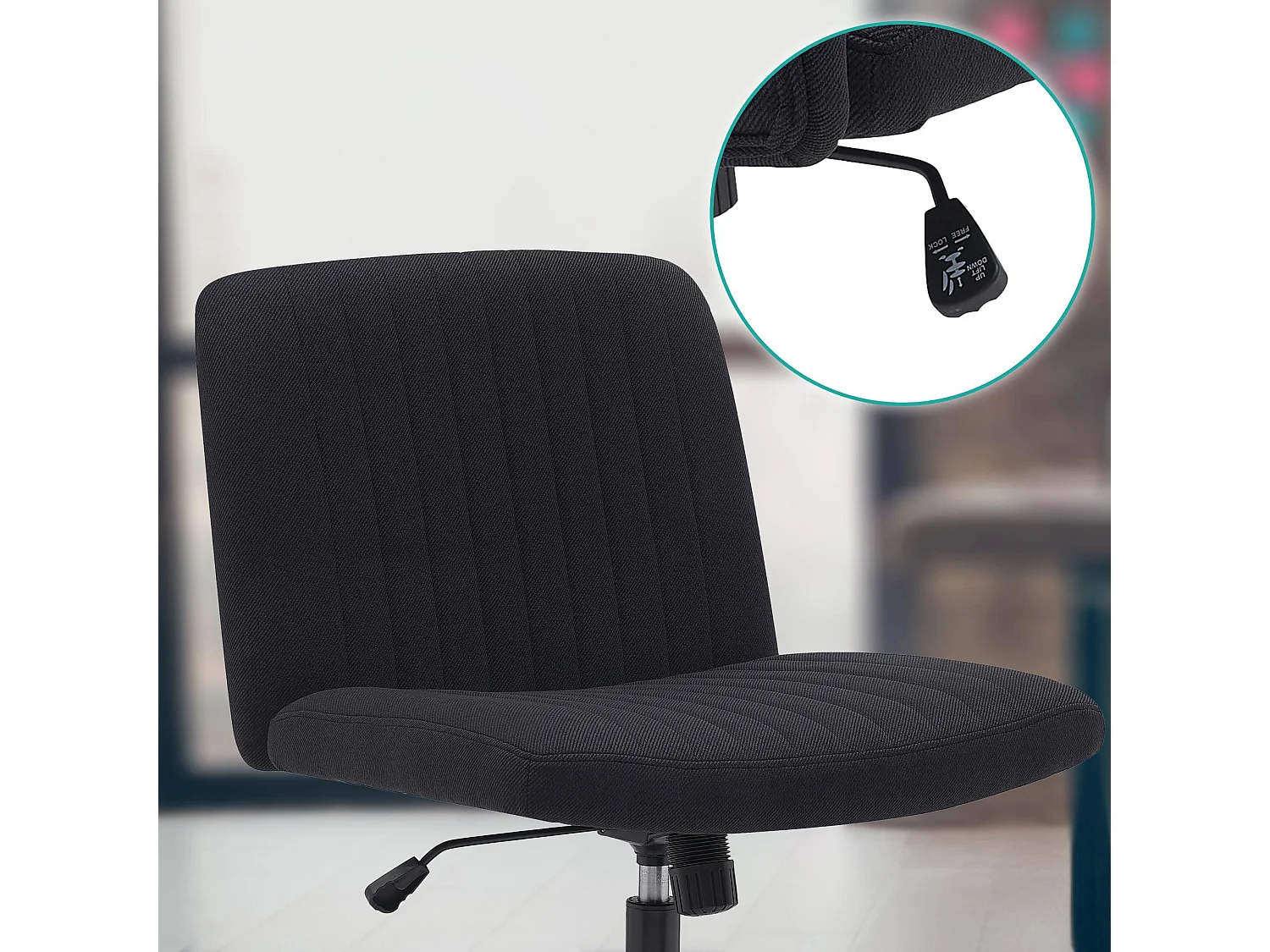 Chaise de bureau - Tissu - Noir - Kingman