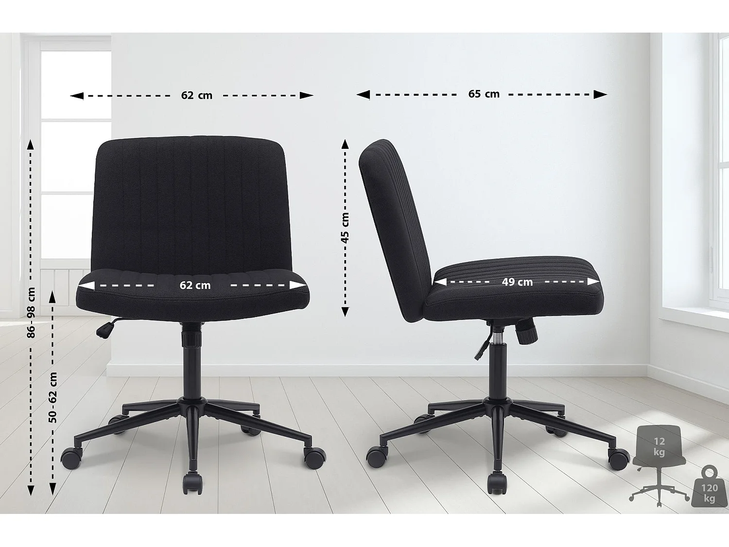 Chaise de bureau - Tissu - Noir - Kingman