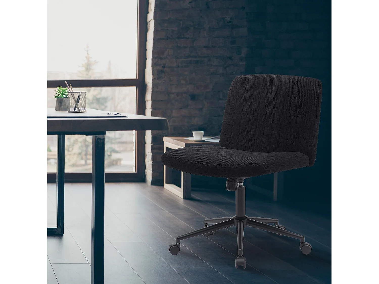 Chaise de bureau - Tissu - Noir - Kingman