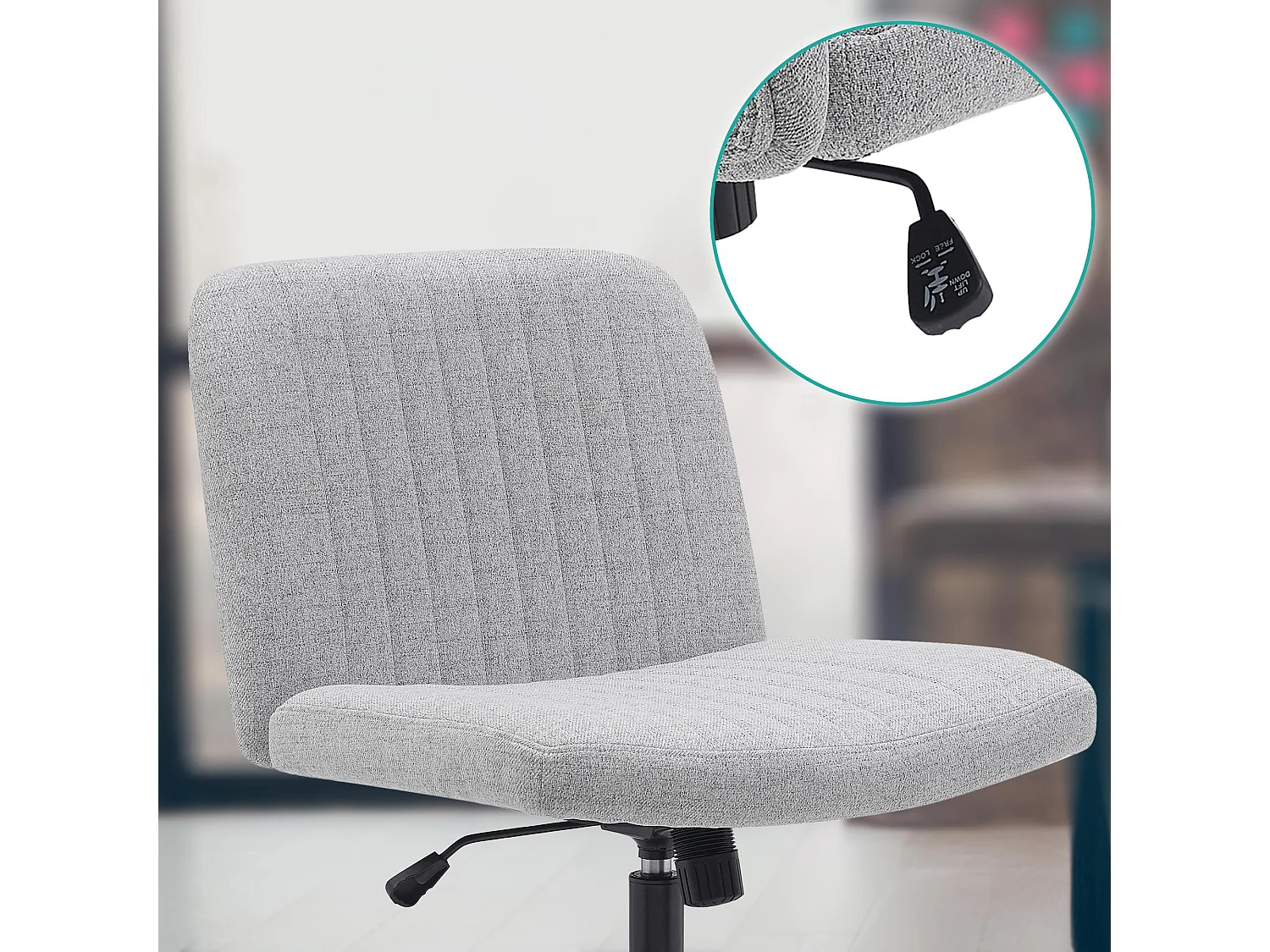 Chaise de bureau - Tissu - Gris clair - Kingman