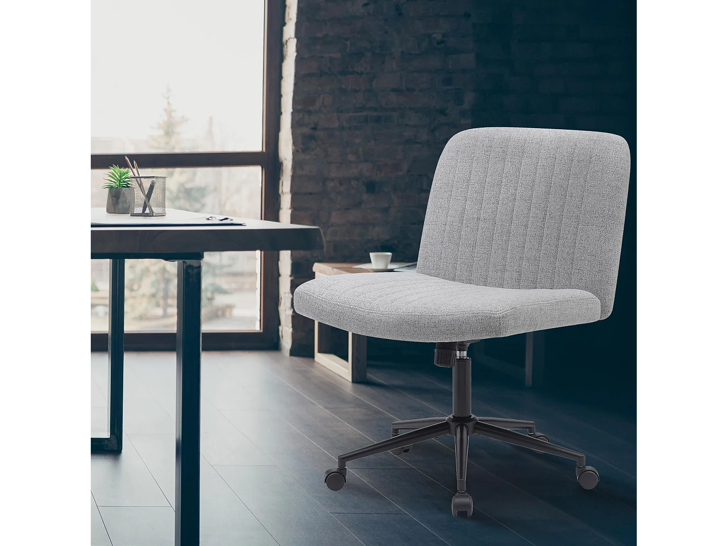 Chaise de bureau - Tissu - Gris clair - Kingman