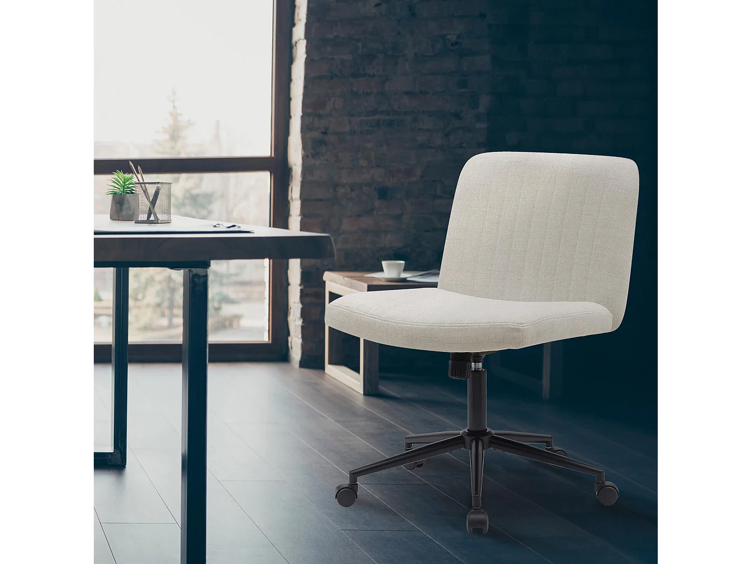 Chaise de bureau - Tissu - Crème - Kingman