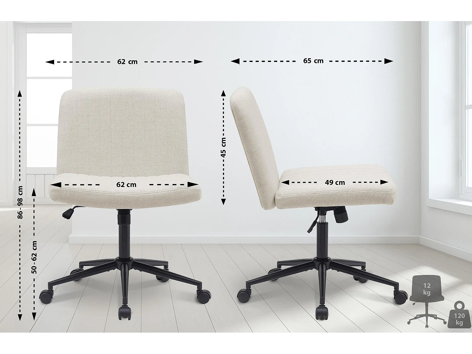 Chaise de bureau - Tissu - Crème - Kingman