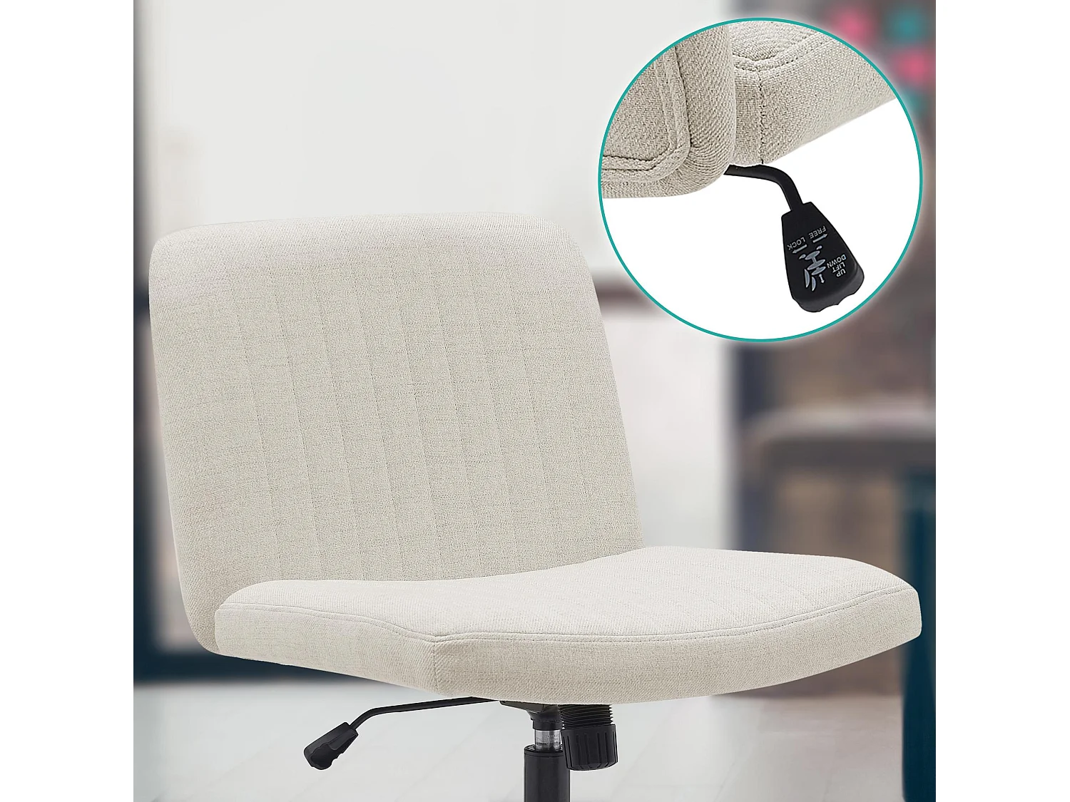 Chaise de bureau - Tissu - Crème - Kingman