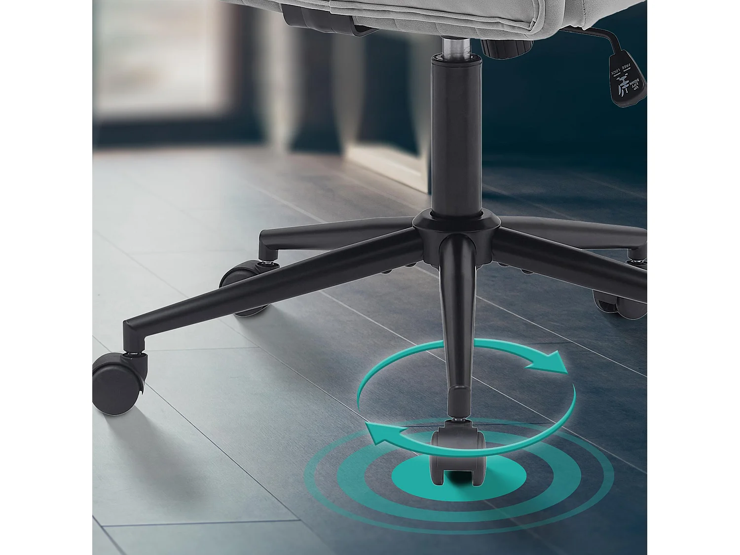 Chaise de bureau - Velours - Gris clair - Kingman