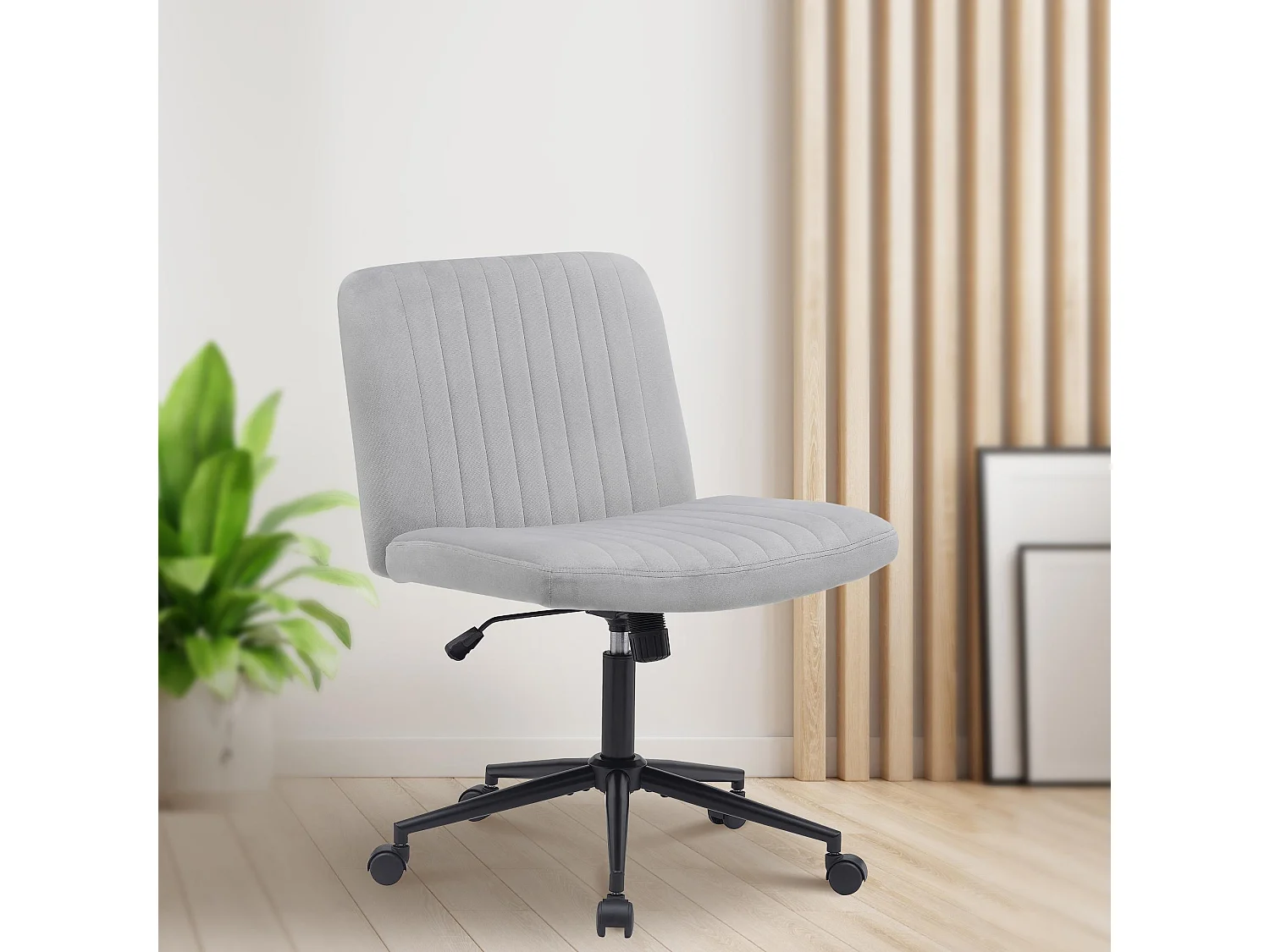 Chaise de bureau - Velours - Gris clair - Kingman