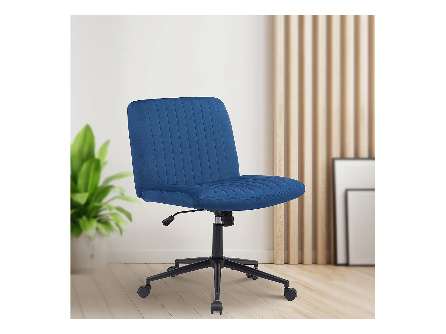 Chaise de bureau - Velours - Bleu - Kingman