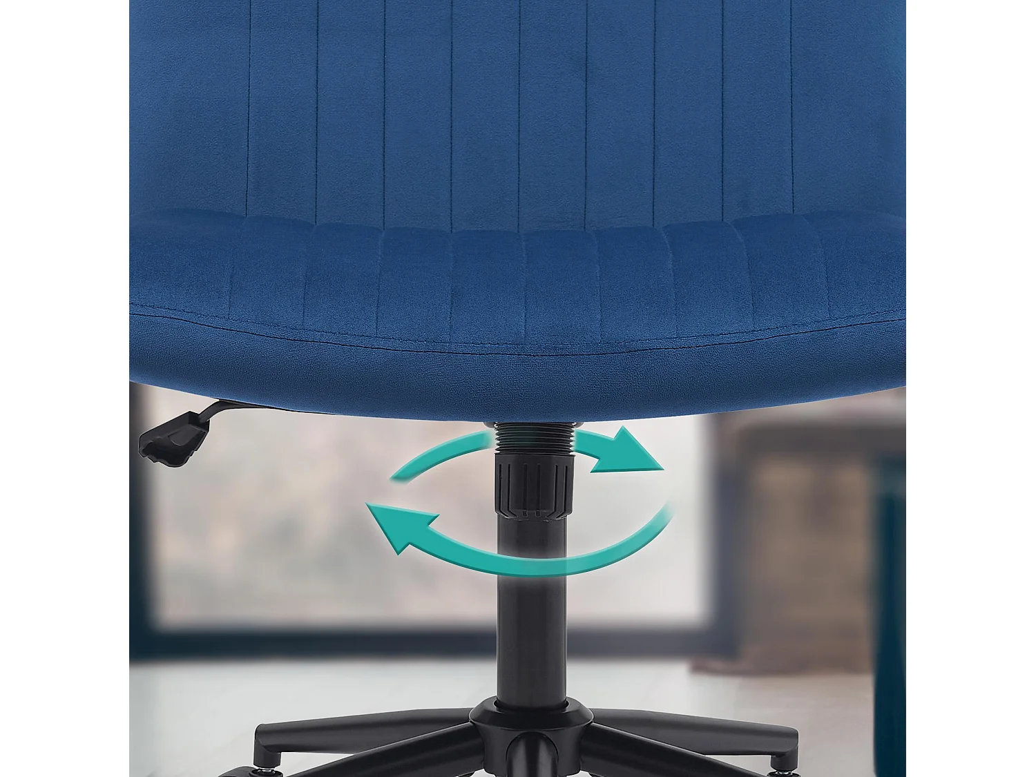 Chaise de bureau - Velours - Bleu - Kingman