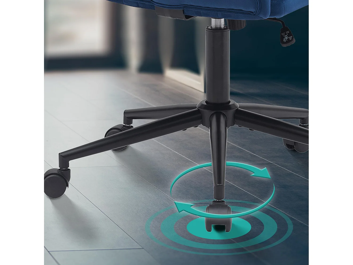 Chaise de bureau - Velours - Bleu - Kingman