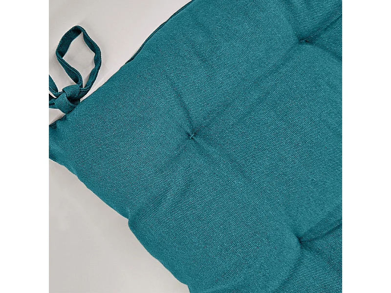 Coussin de chaise 38 x 38 cm capitonnée en coton bleu - DOLORES