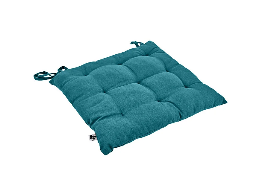 Coussin de chaise 38 x 38 cm capitonnée en coton bleu - DOLORES