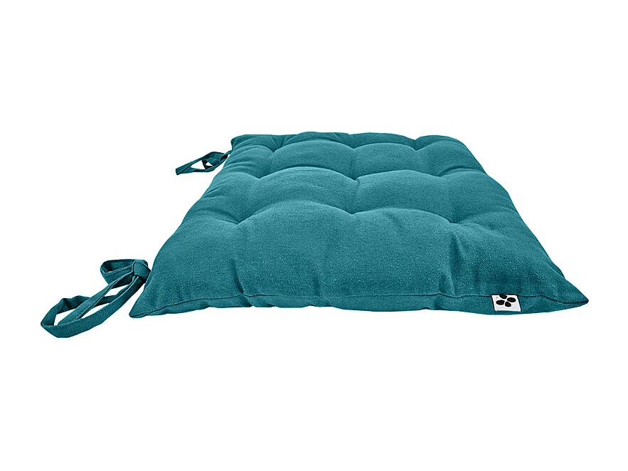 Coussin de chaise 38 x 38 cm capitonnée en coton bleu - DOLORES