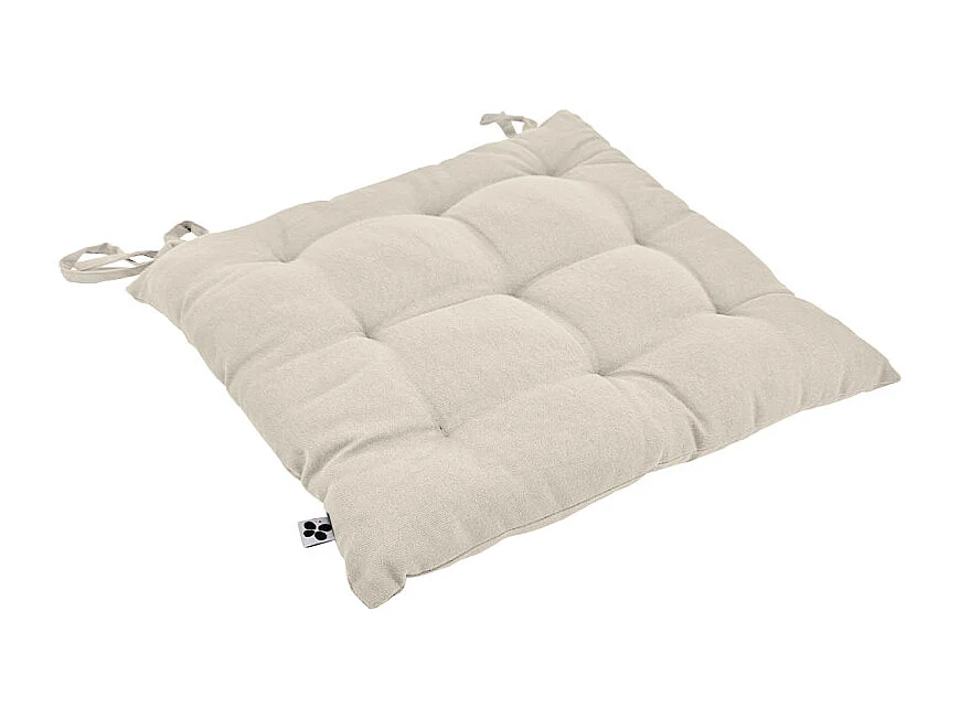 Coussin de chaise 38 x 38 cm capitonnée en coton beige - DOLORES