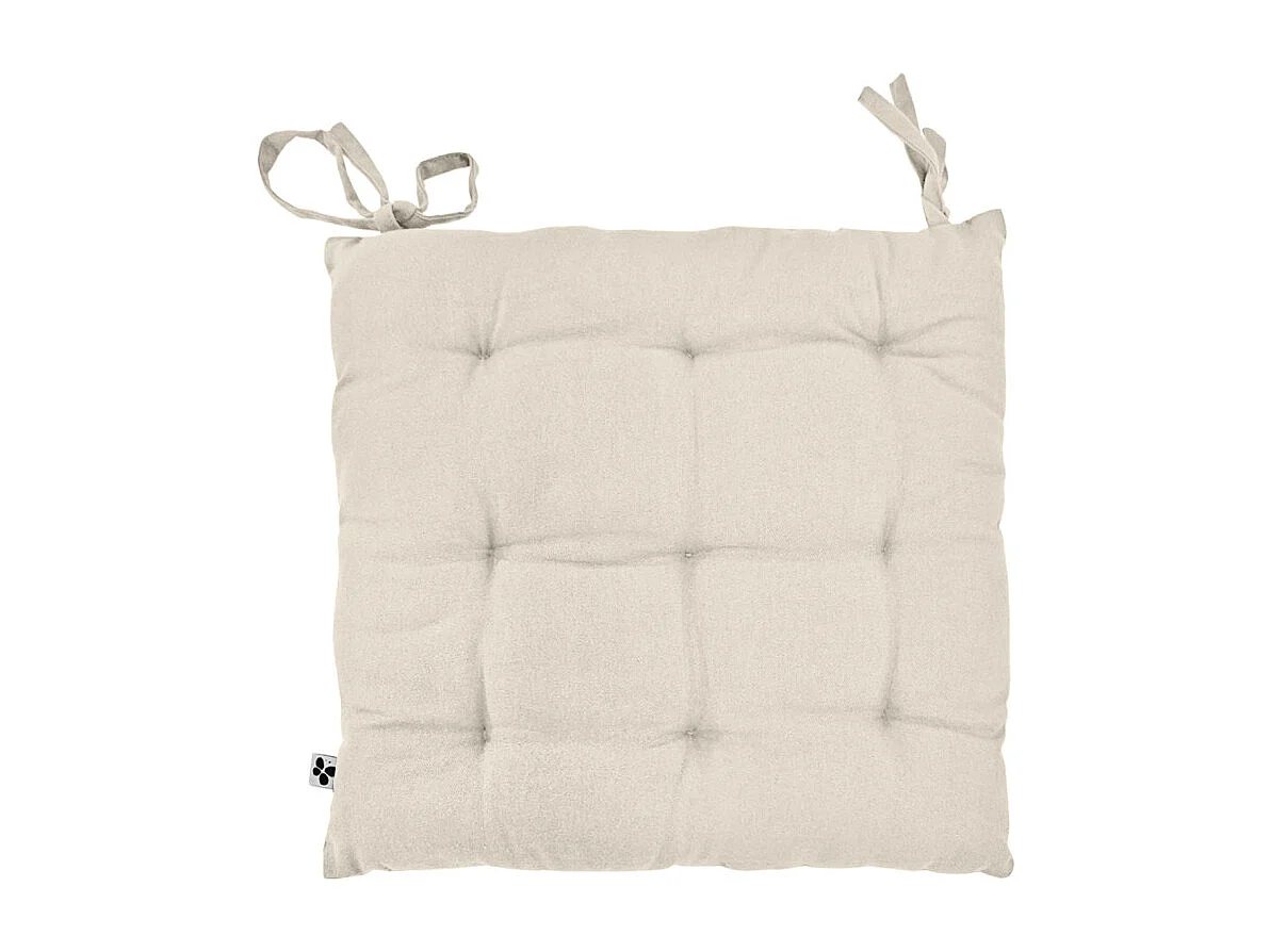 Coussin de chaise 38 x 38 cm capitonnée en coton beige - DOLORES