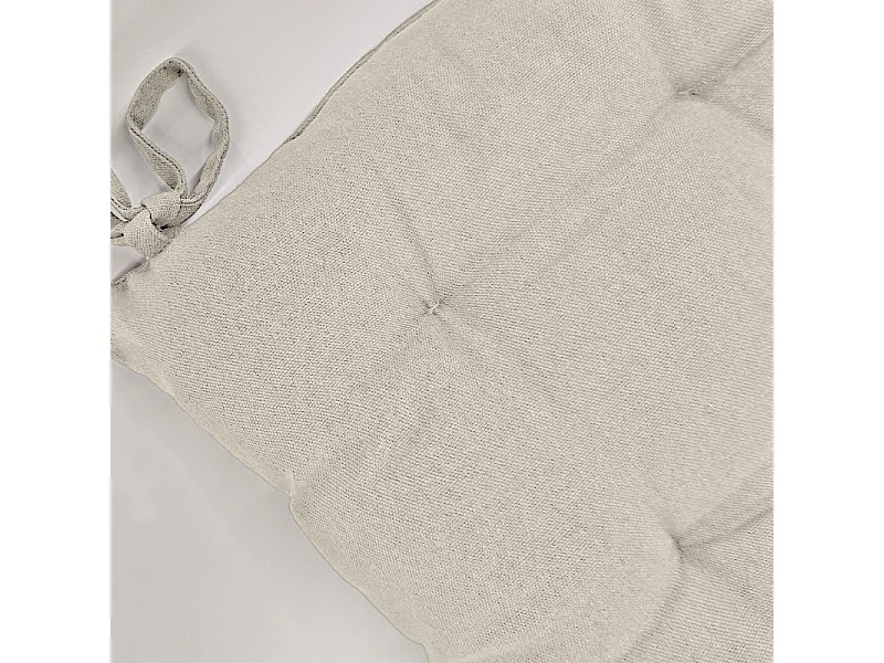 Coussin de chaise 38 x 38 cm capitonnée en coton beige - DOLORES