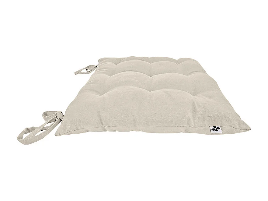 Coussin de chaise 38 x 38 cm capitonnée en coton beige - DOLORES