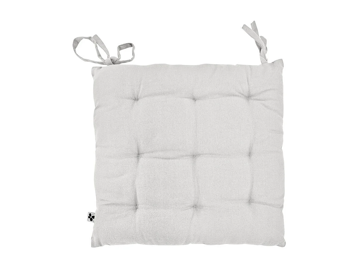 Coussin de chaise 38 x 38 cm capitonnée en coton blanc - DOLORES