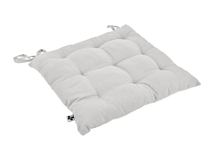 Coussin de chaise 38 x 38 cm capitonnée en coton blanc - DOLORES