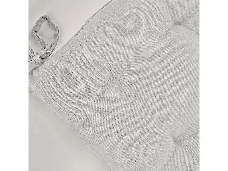 Coussin de chaise 38 x 38 cm capitonnée en coton blanc - DOLORES