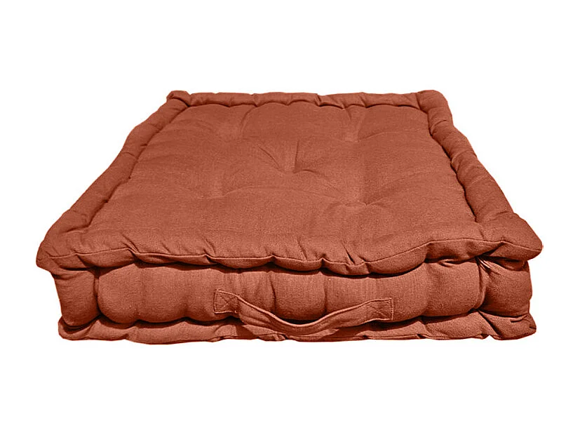 Coussin de sol 50 x 50 cm matelassé en coton terracotta - DOLORES