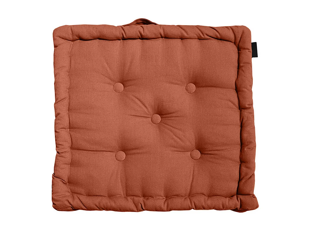 Coussin de sol 50 x 50 cm matelassé en coton terracotta - DOLORES