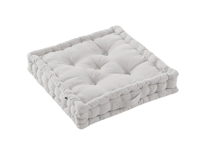 Coussin de sol 50 x 50 cm matelassé en coton blanc - DOLORES