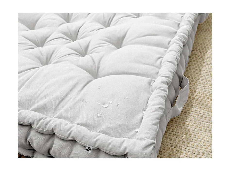 Coussin de sol 50 x 50 cm matelassé en coton blanc - DOLORES