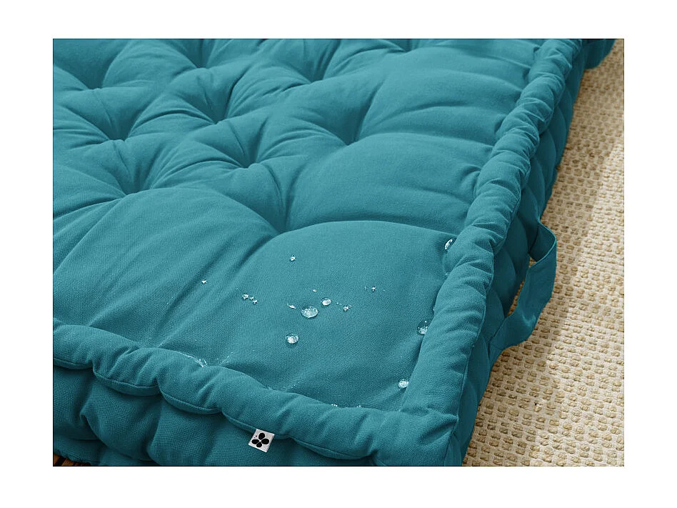 Coussin de sol 50 x 50 cm matelassé en coton bleu - DOLORES