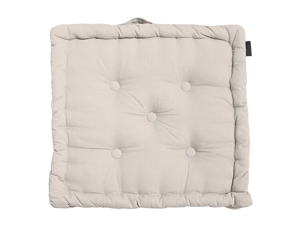 Coussin de sol 50 x 50 cm matelassé en coton beige - DOLORES