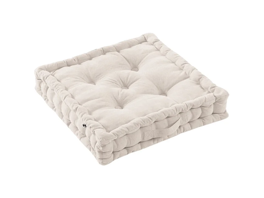 Coussin de sol 50 x 50 cm matelassé en coton beige - DOLORES