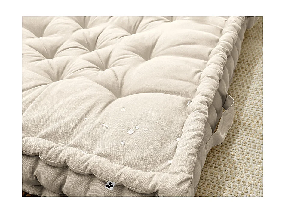 Coussin de sol 50 x 50 cm matelassé en coton beige - DOLORES